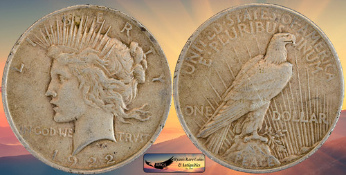1922 silver peace dollar very - 1922,
