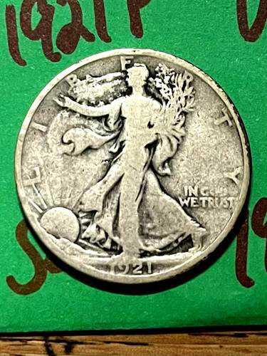 1921 walking liberty - half, vg